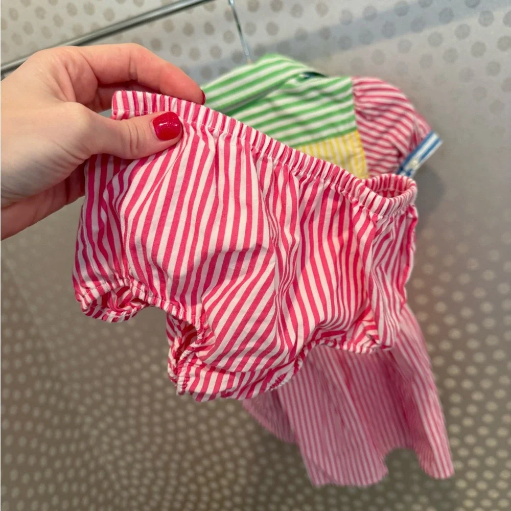 Ralph Lauren Kids Multicolor Striped Shirt Dress with bloomers